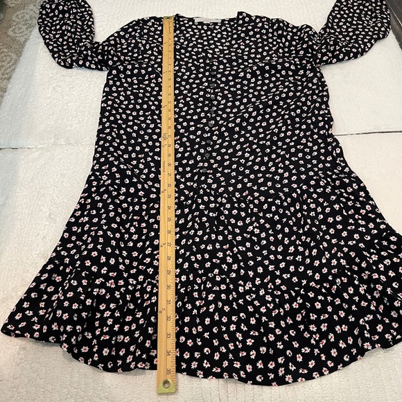 Loft Floral Dress Women's M Long Sleeve V Neck Button Front Drop Waist Casual - Picture 11 of 12